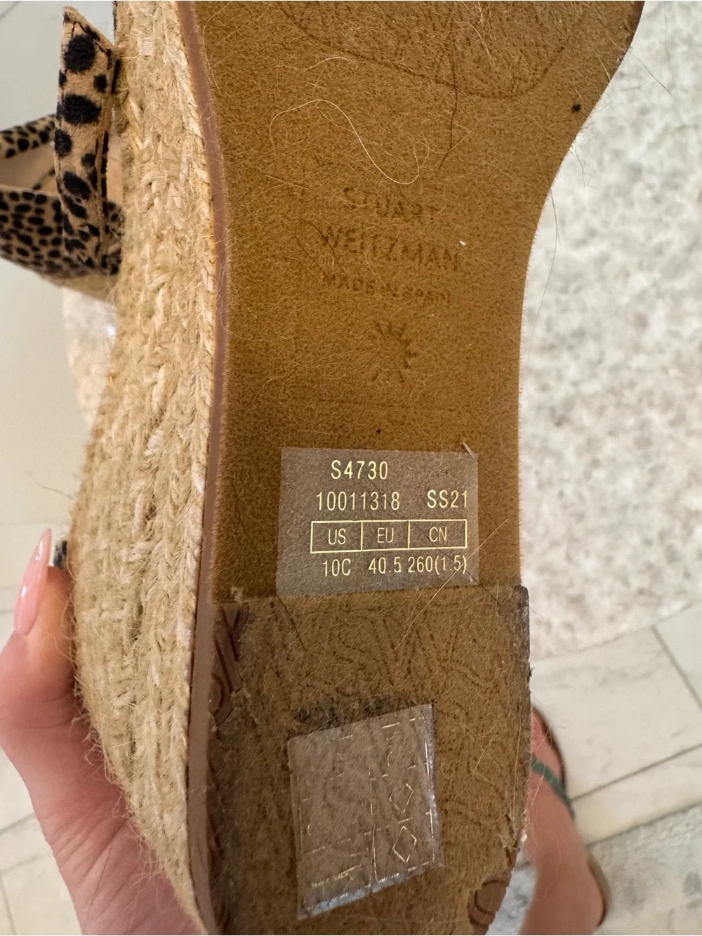 Stuart Weitzman Leopard Print Espadrille Wedge Sandals - Tan/Black